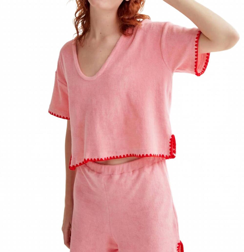 NEW COMPANIA FANTASTICA short sleeve terry top in pink